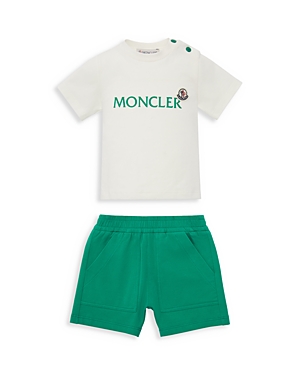 Shop Moncler Unisex Logo Tee & Shorts Set - Baby In Green
