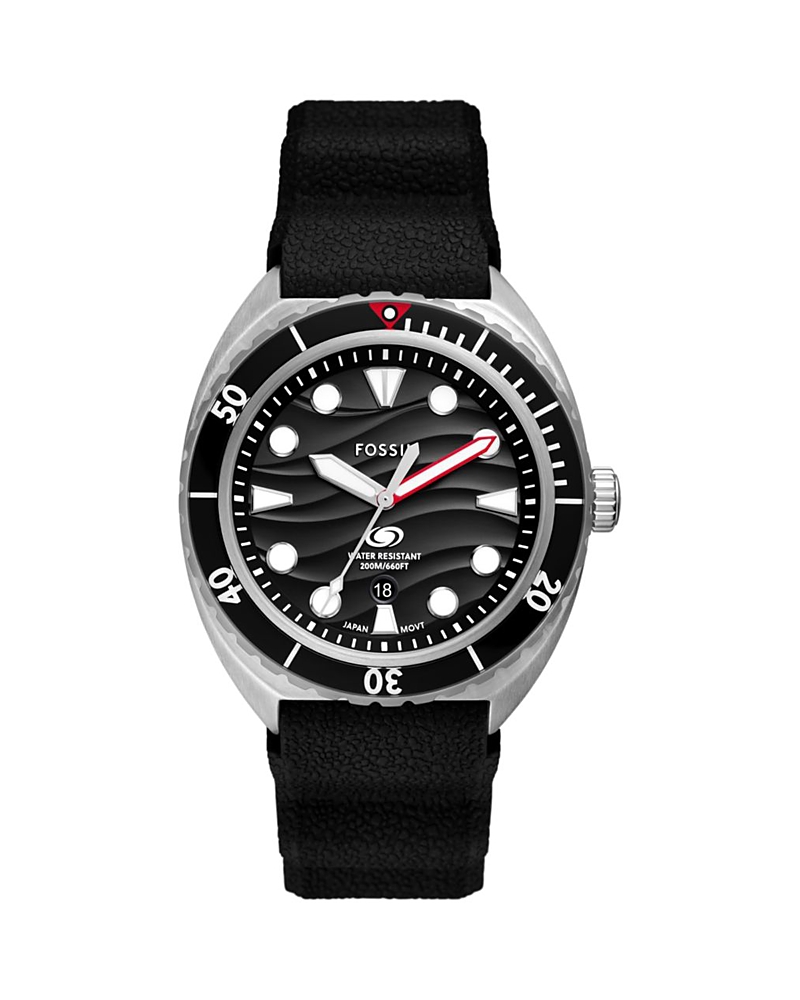 Fossil Men's Breaker Three-hand Date Black Silicone Watch 42mm In Black