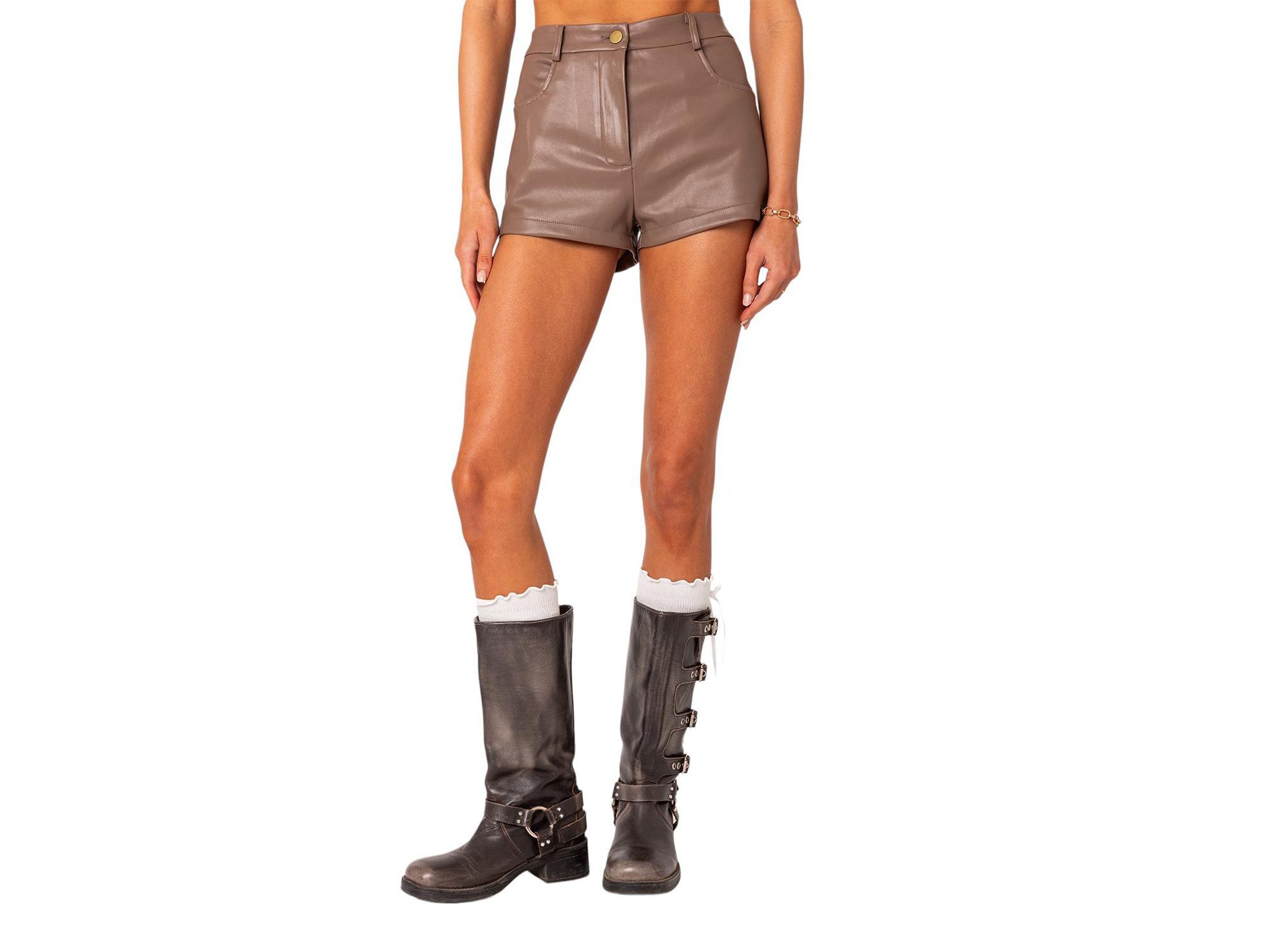 Martine High Rise Faux Leather Shorts - Image 1