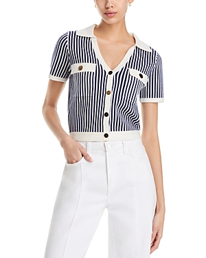 Shop Aqua Button Up Polo Shirt - 100% Exclusive In Navy/white