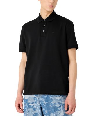 Emporio Armani - Mercerized Cotton Piqu&eacute; Chevron Trimmed Regular Fit Polo Shirt