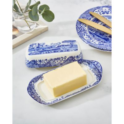 Blue Italian Covered Butter Dish