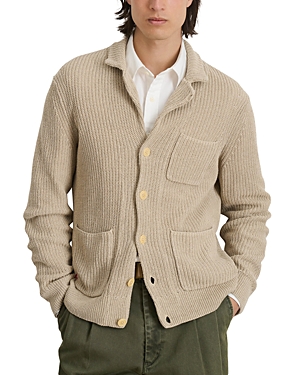 Alex Mill Ribbed Blazer Cardigan In Linen Cotton Flax In Transparent