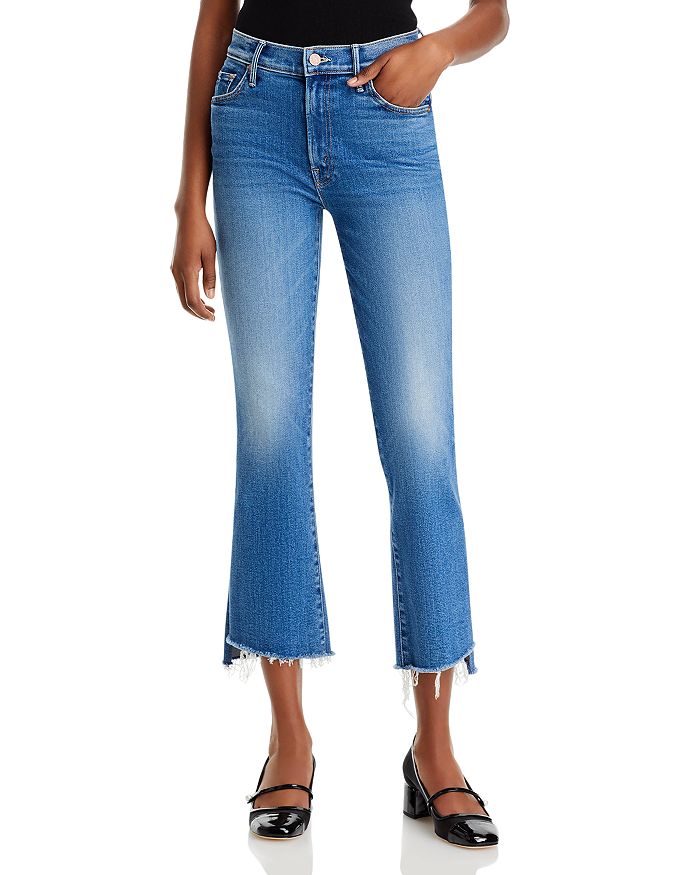 Mother The Insider High Rise Crop Step Fray Bootcut Jeans In Different