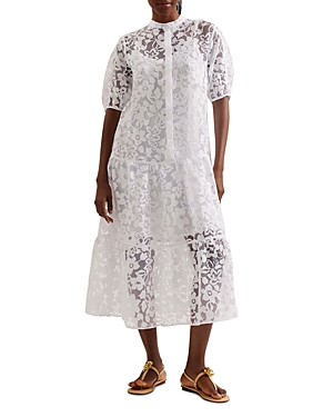 Shop Ted Baker Claarey Tiered Midi Dress In White