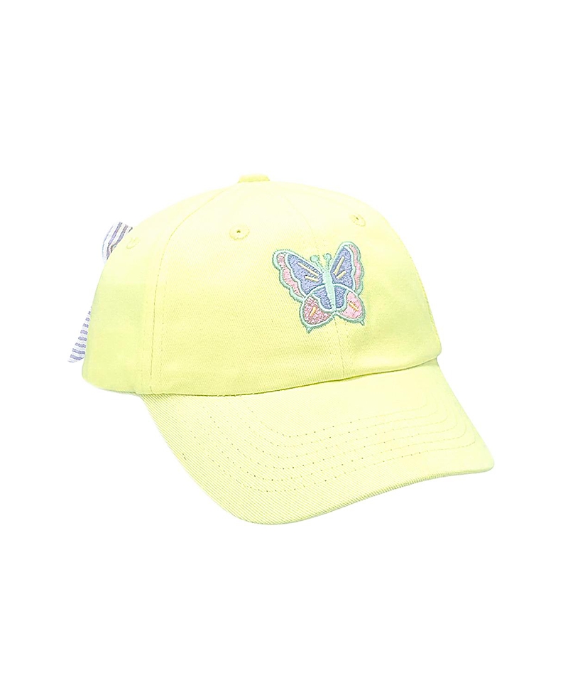 Bits & Bows Girls' Butterfly Bow Baseball Hat In Buttercup - Little Kid, Big Kid In Yellow/purple/pink/aqua/white