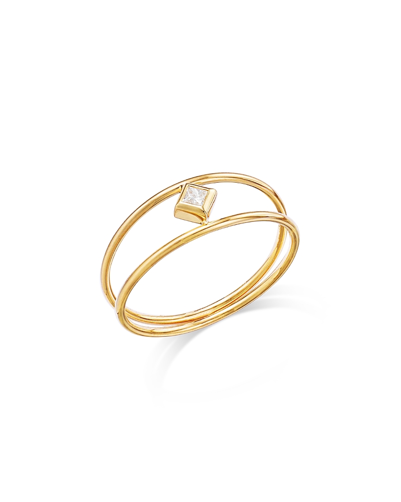 Zoë Chicco 14k Yellow Gold Princess Diamonds Diamond Double Band Ring In Gold