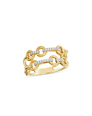 Shop Bloomingdale's Diamond Chain Link Double Row Ring In 14k Yellow Gold, 0.10 Ct. T.w.