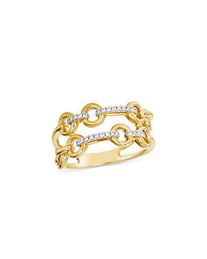Bloomingdale's Diamond Chain Link Double Row Ring In 14k Yellow Gold, 0.10 Ct. T. W. In Gold