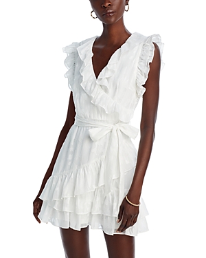Shop Aqua Ruffled Belted Dress - 100% Exclusive In White