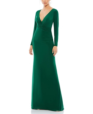 Mac Duggal 26573 Long Sleeve Fitted Formal Dress In Emerald