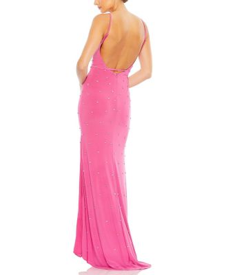 Rhinestone Embellished V-Neck Gown