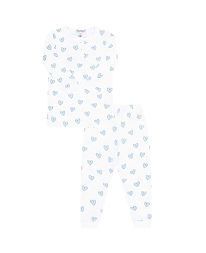 Nellapima Girls' Blue Heart Print Pajamas - Little Kid