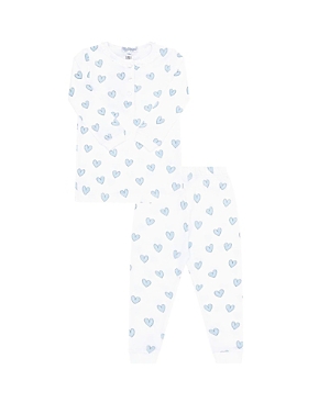 Nellapima Girls' Blue Heart Print Pajamas - Little Kid In Blue Heart Print