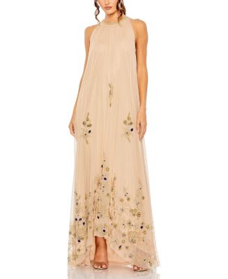 Mac Duggal High Neck Floral Embellished Trapeze Gown Bloomingdale's