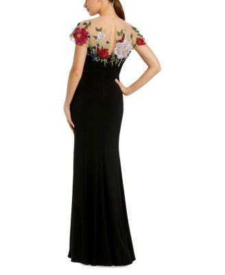 Floral Embellished Jersey Fitted Gown