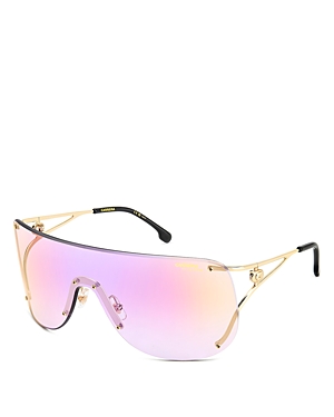 Carrera Shield Sunglasses, 99mm In Gold/purple Mirrored Gradient