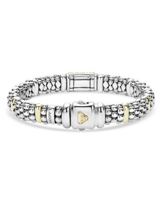 Lagos Caviar Oval Rope Bracelet with 18 Kt. Stations and Diamonds