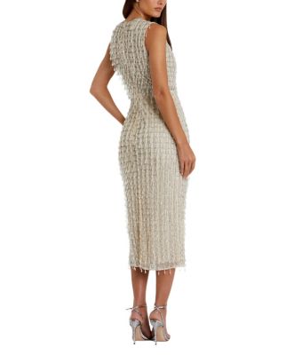 Sleeveless High Neck Beaded Mini Sheath Dress