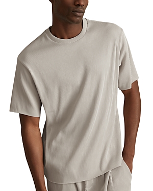 Reiss Silver Oversized Ribbed Crew Neck T-shirt In Silver