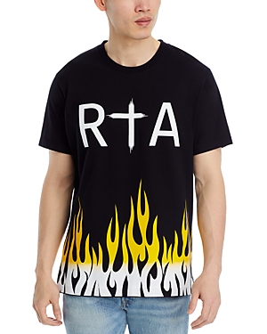 Shop Rta Santo Logo Flame Tee In Black