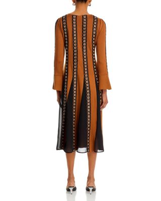 Grommet Trim Bell Sleeve Dress