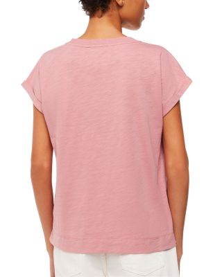 Willa V Neck Cap Sleeve Cotton Tee