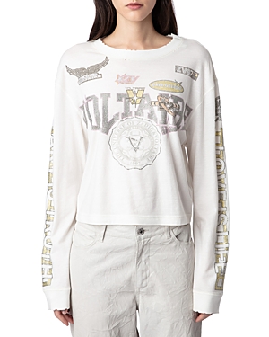 Shop Zadig & Voltaire Iona Co Rhinestone Embellished T-shirt In Judo