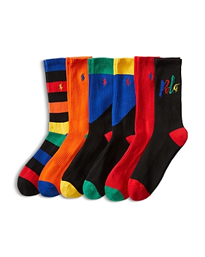 Polo Ralph Lauren Multi Color Crew Cut Socks - Pack Of 6 In Assorted