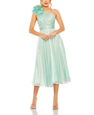 Mac Duggal - Rosette One Shoulder Tea Length Dress