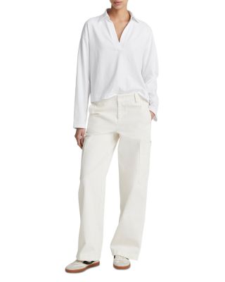 Cotton Long Sleeve V Neck Top