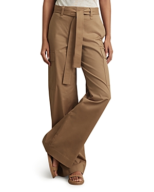 Shop Reiss Malia Wide Leg Cargo Pants In Camel