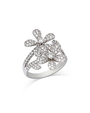 Bloomingdale's Diamond Pave Double Flower Ring In 14k White Gold, 1.45 Ct. T. W. In White
