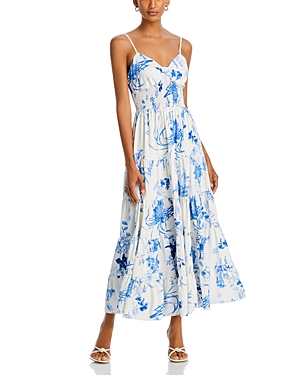 Shop Aqua Floral Toile Maxi Dress - 100% Exclusive In White/blue