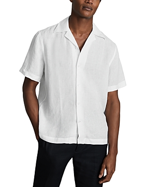 Shop Reiss Beldi Linen Short Sleeve Cuban Collar Shirt In White