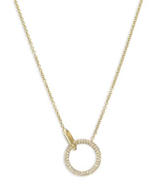 Zoe Lev - 14K Yellow Gold Diamond & Polished Link Rings Pendant Necklace, 16-18"