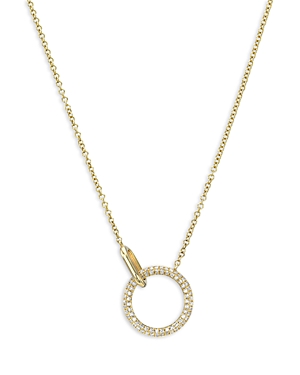 14K Yellow Gold Diamond & Polished Link Rings Pendant Necklace, 16-18