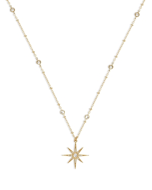 Shop Ettika Cubic Zirconia Starburst Pendant Necklace, 21.5-26.5 In Gold