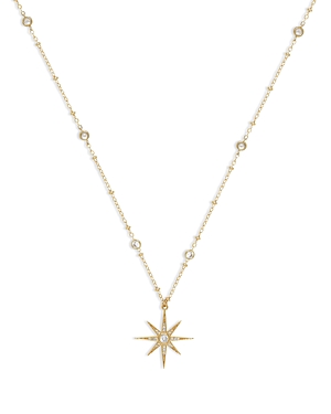 Cubic Zirconia Starburst Pendant Necklace, 21.5-26.5