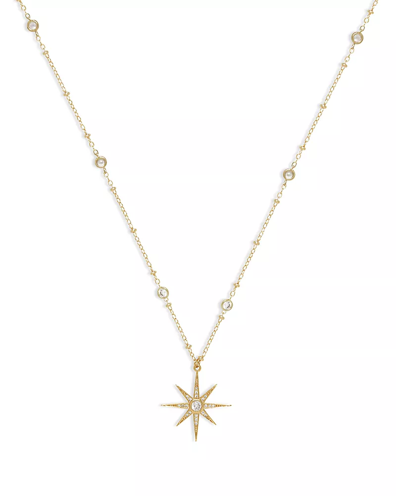 Ettika Cubic Zirconia Starburst Pendant Necklace, 21.5