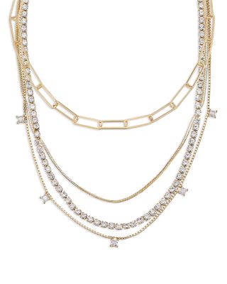 Ettika - Cubic Zirconia Chain Necklaces, 14"/15"-19"/20", Set of 4