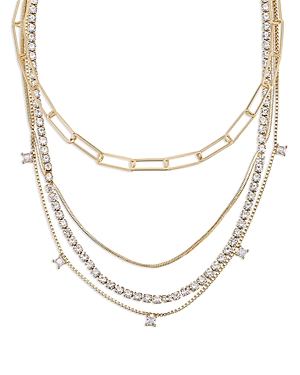 Ettika Cubic Zirconia Chain Necklaces, 14/15-19/20, Set of 4