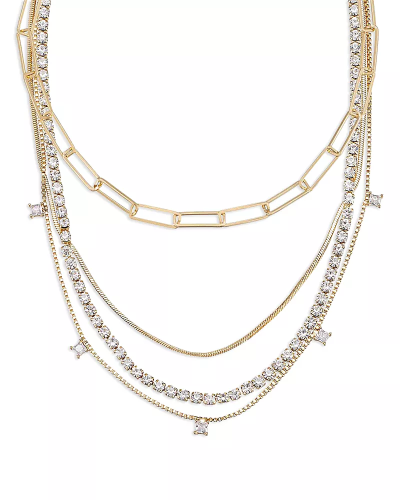 Ettika Cubic Zirconia Chain Necklaces, 14/15-19/20, Set of 4