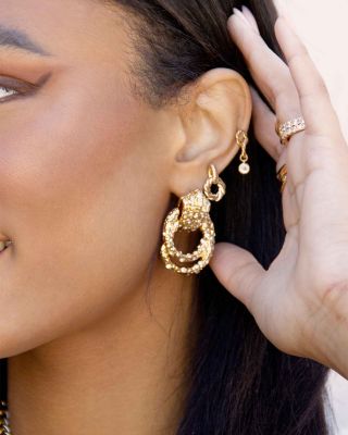 Only Royalty Pav&eacute; Doorknocker Drop Earrings