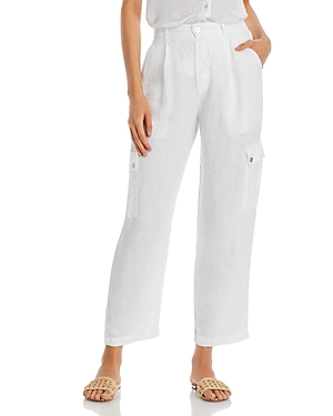 Shop Bella Dahl Pleated Linen Cargo Pants In White