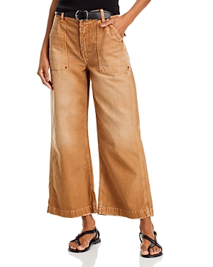 Re/Done Baker High Rise Ankle Wide Leg Jeans in Travertino