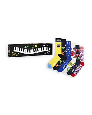Shop Happy Socks X Elton John Crew Socks Gift Set, Pack Of 6 In Yellow