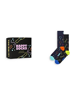 Shop Happy Socks You Did It Crew Socks Gift Set, Pack Of 2 In Black