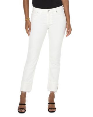 Liverpool Los Angeles - High Rise Frayed Non Skinny Jeans in Bone White