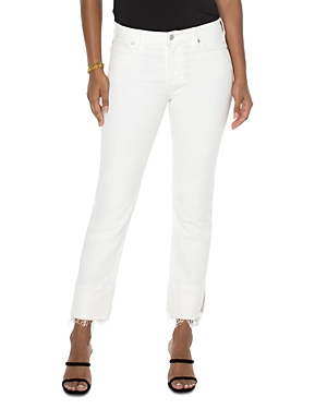 High Rise Frayed Non Skinny Jeans in Bone White